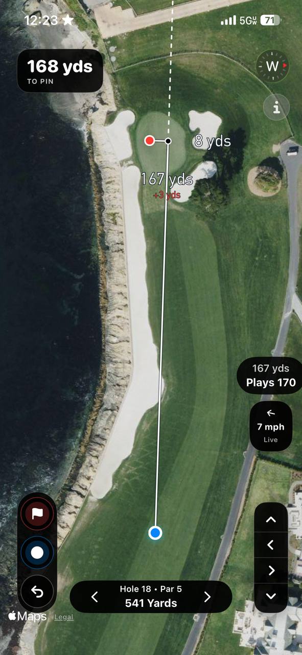 Carry Number live map yardage screen