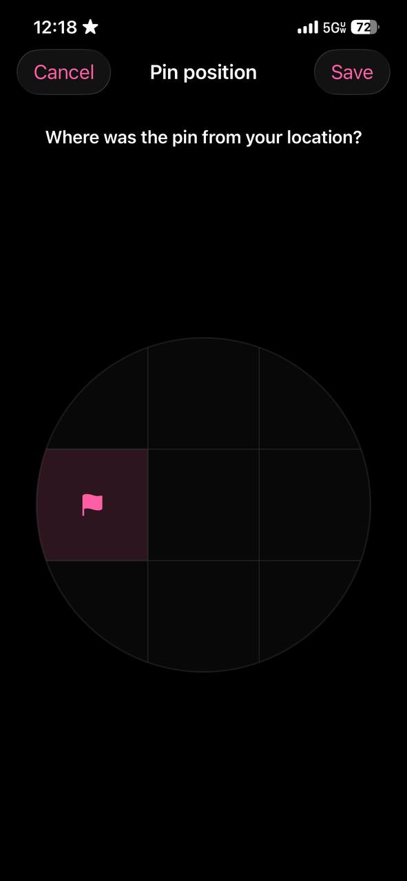 Carry Number pin position selection screen